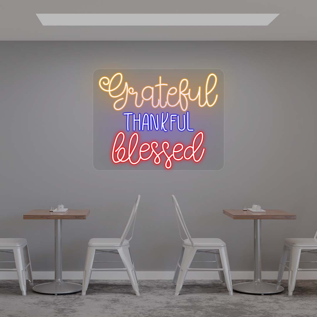 Grateful Thankful Blessed - Multicolor Neon Sign | CNUS021304
