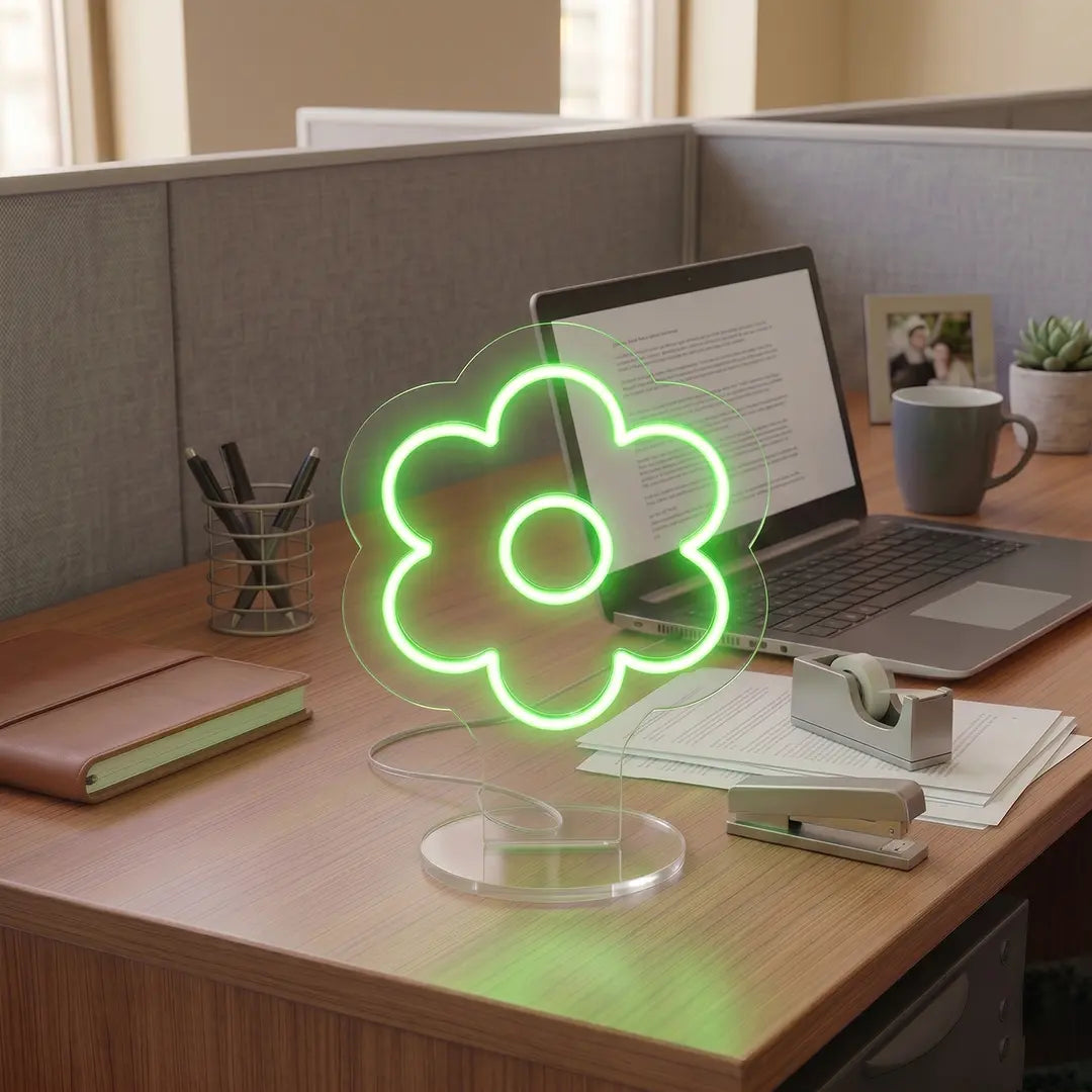 Daisy Flower Mini Neon Sign in Green