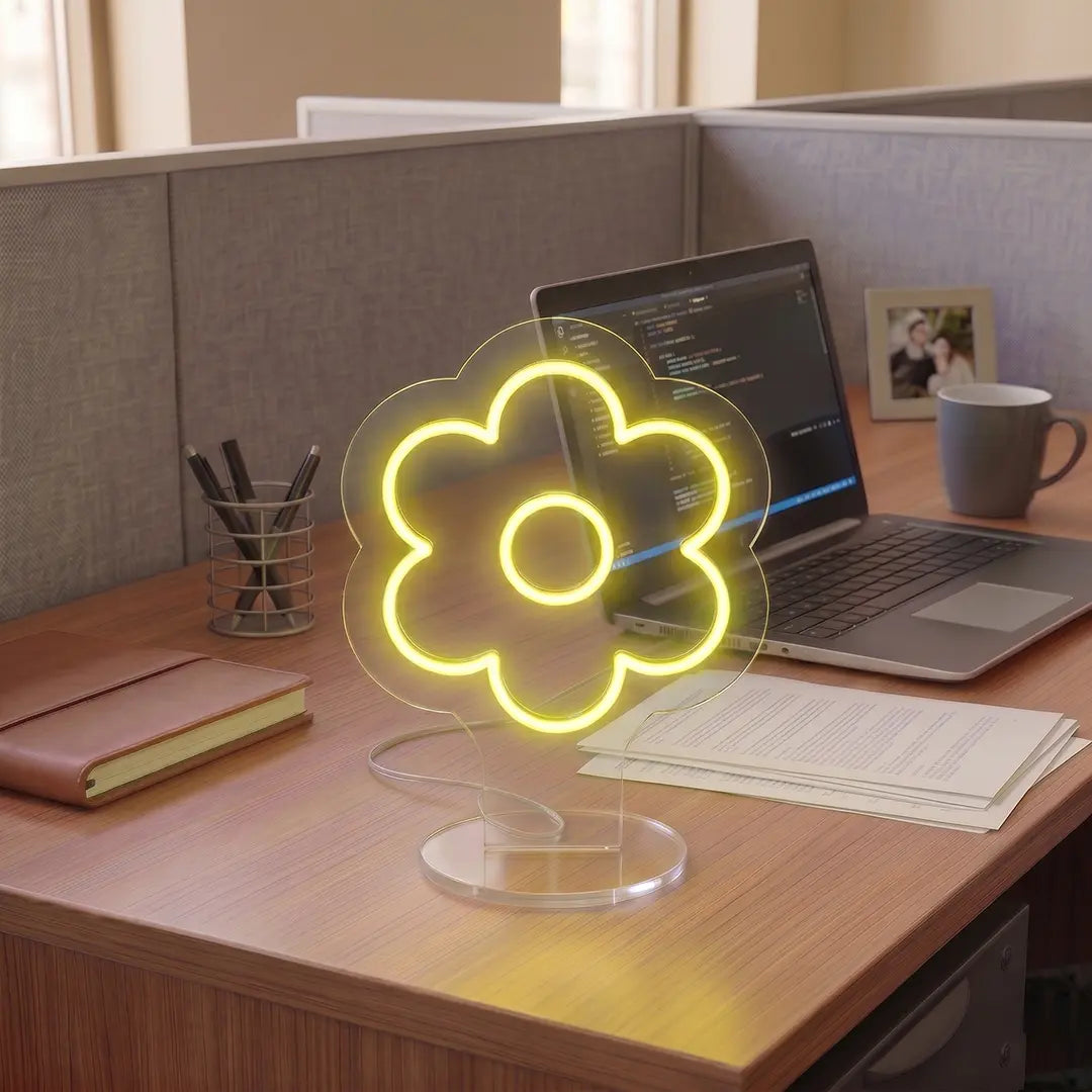 Daisy Flower Mini Neon Sign in Yellow 