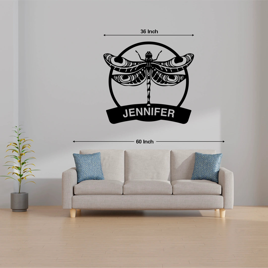 Dragonfly Custom Name Metal Monogram