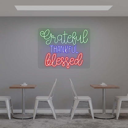 Grateful Thankful Blessed - Multicolor Neon Sign | CNUS021304