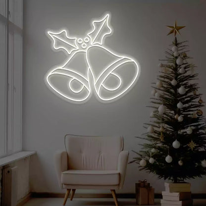 Jingle Bells Holly Neon Sign | Warmwhite