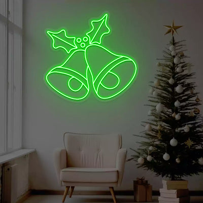 Jingle Bells Holly Neon Sign | Green