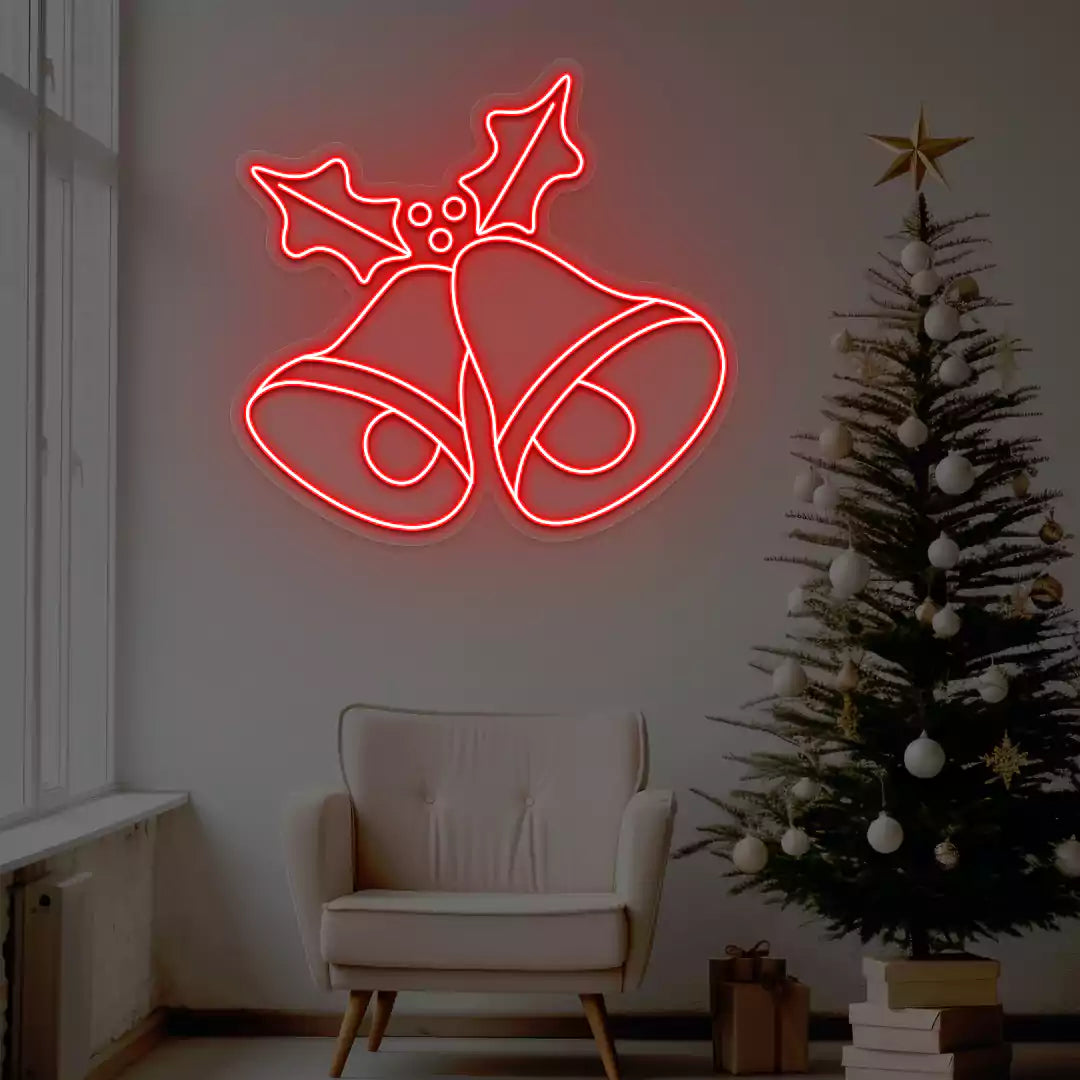 Jingle Bells Holly Neon Sign | Red