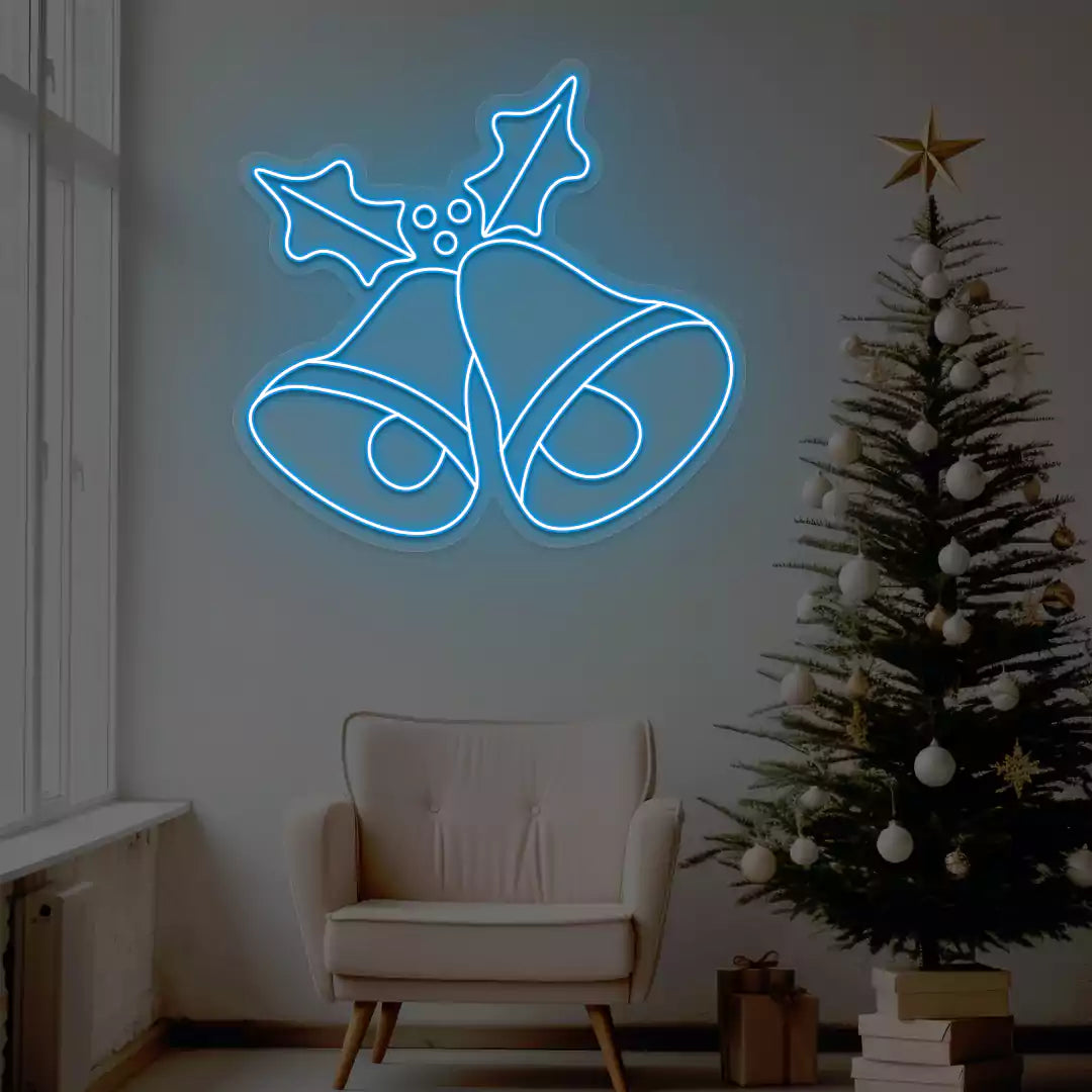 Jingle Bells Holly Neon Sign | Iceblue