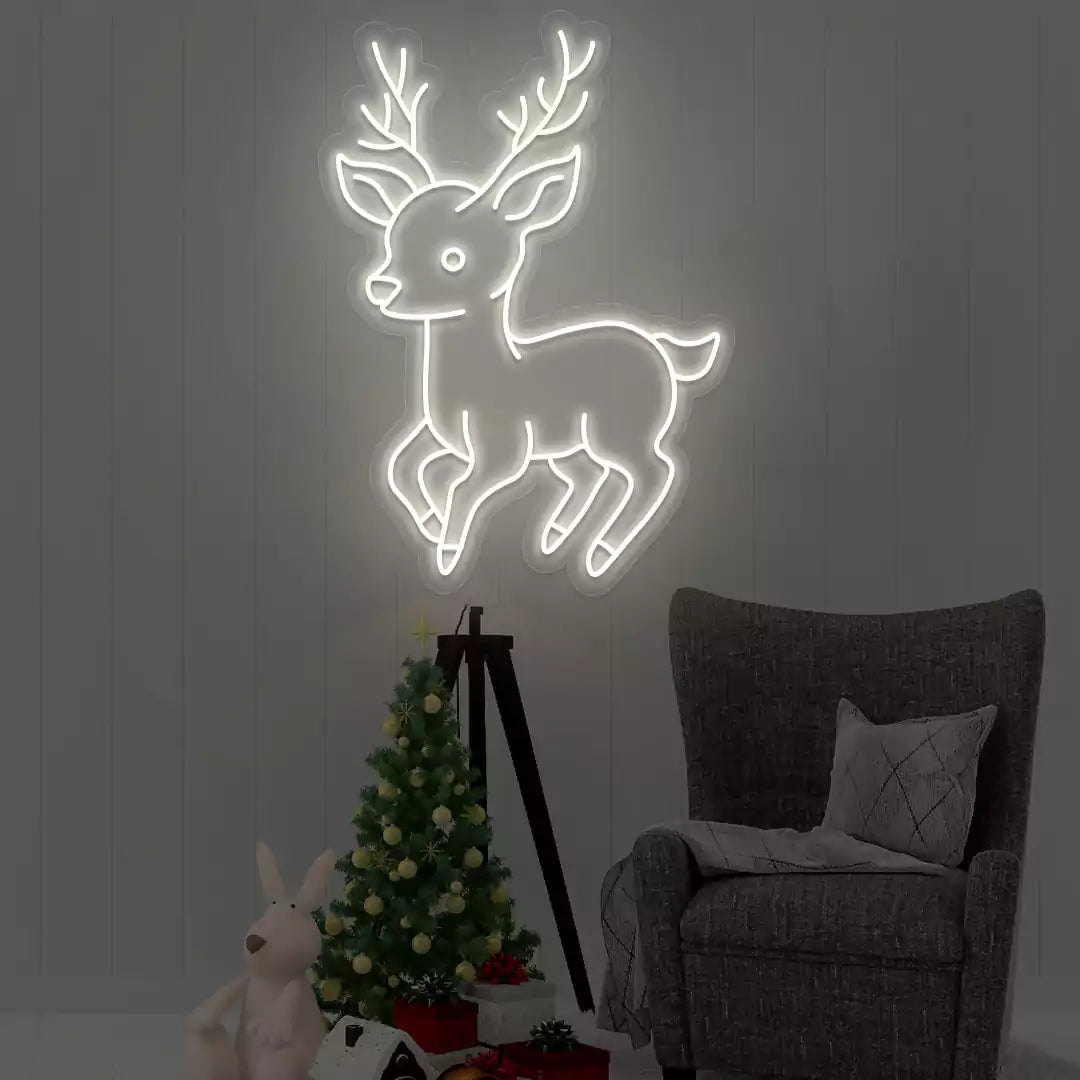 Playful Baby Reindeer Neon Sign | Warmwhite