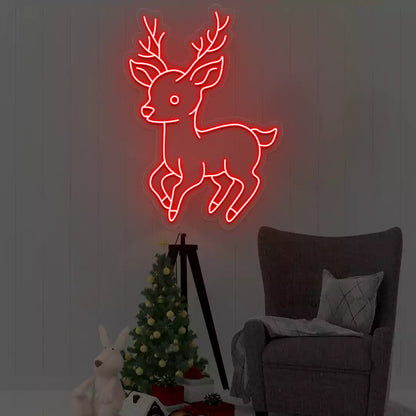 Playful Baby Reindeer Neon Sign | Red