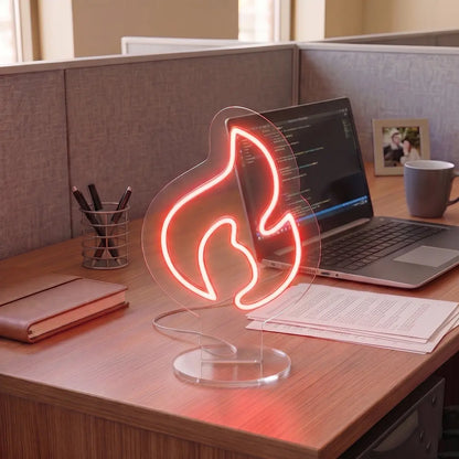 Bold Flame Mini Neon Sign in Red color