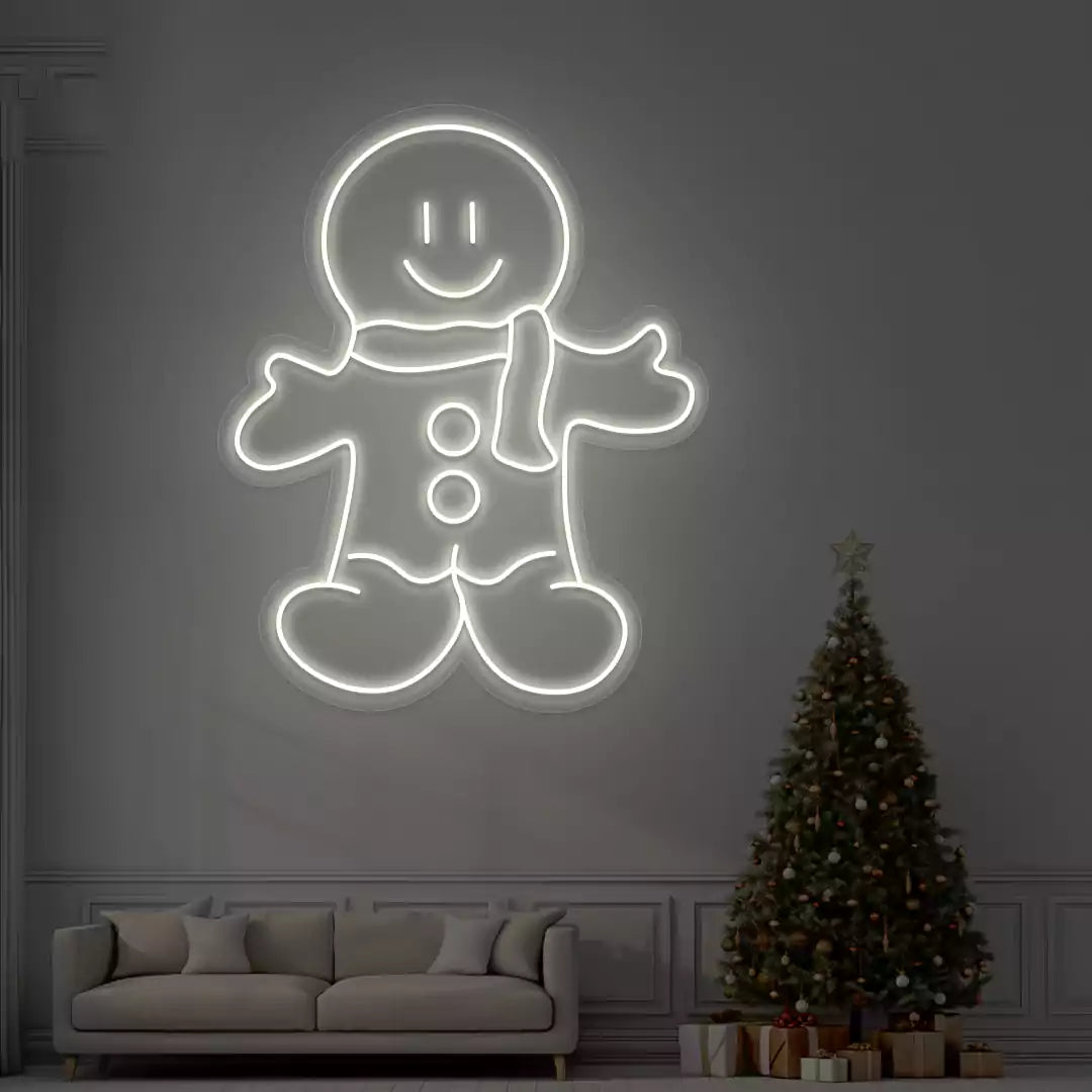 Smiling Gingerbread Neon Sign | Warmwhite