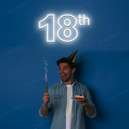 18 Neon Sign | White