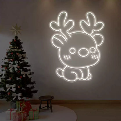 Kawaii Reindeer Neon Sign | Warmwhite