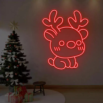 Kawaii Reindeer Neon Sign | Red