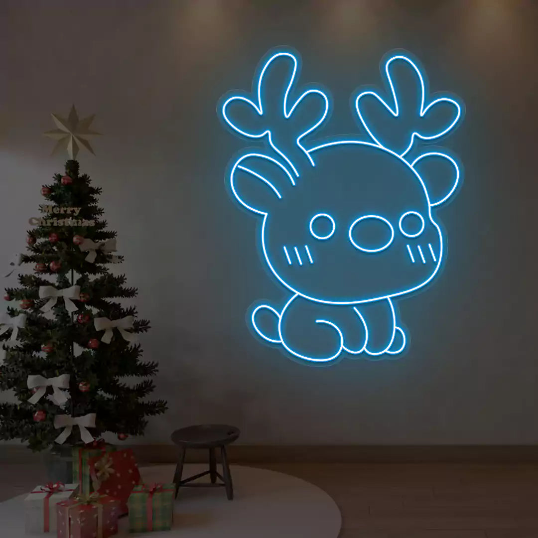 Kawaii Reindeer Neon Sign | Iceblue
