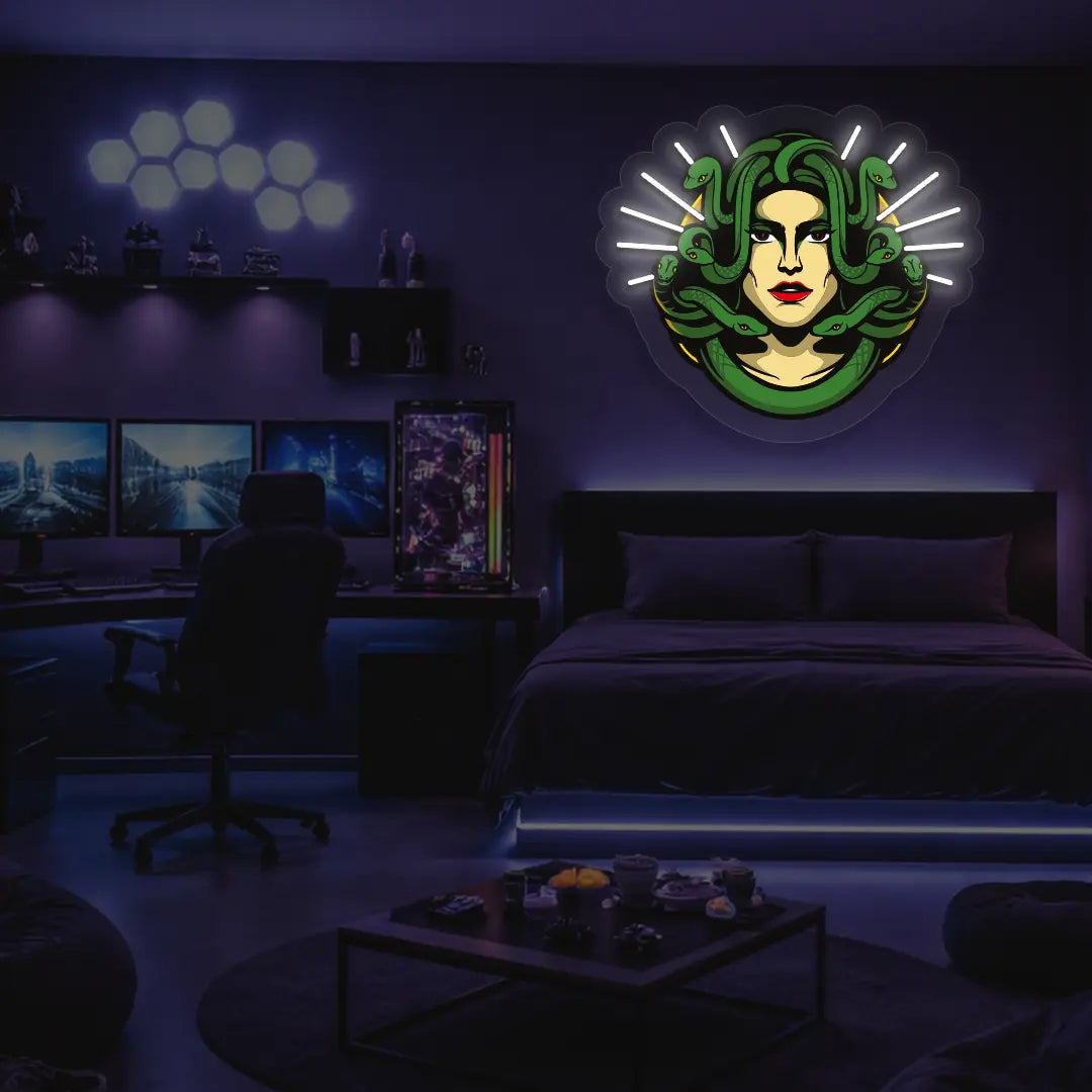 Medusa Head Snake Neon Artwork