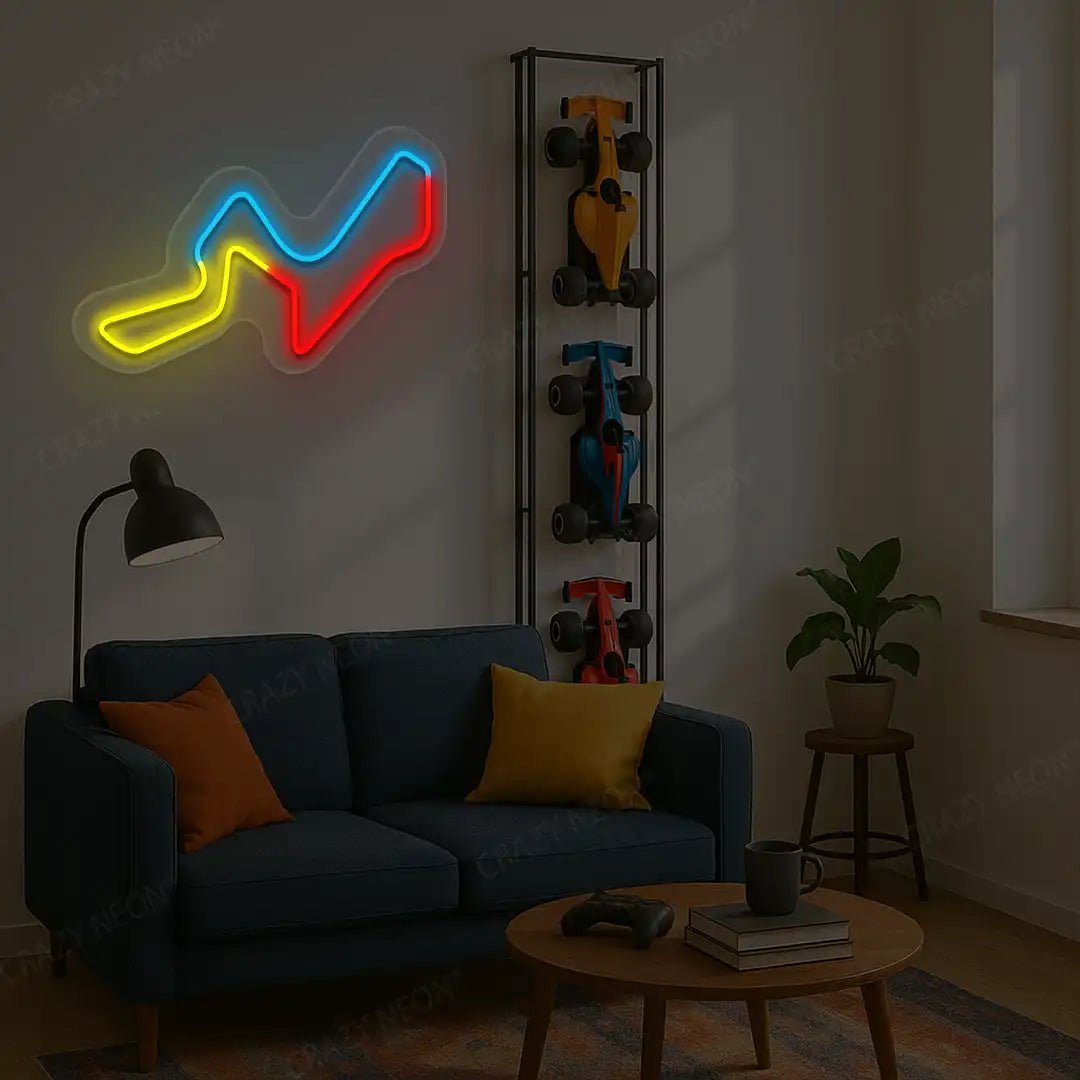 Multicolor Kyalami Grand Prix Circuit LED neon wall sign in yellow red and blue