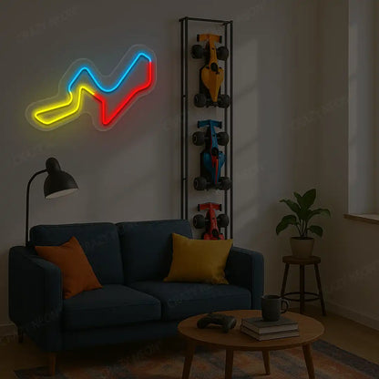 Multicolor Kyalami Grand Prix Circuit LED neon wall sign in yellow red and blue
