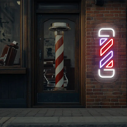 Classic Barber Pole LED Neon Sign in White Colour 