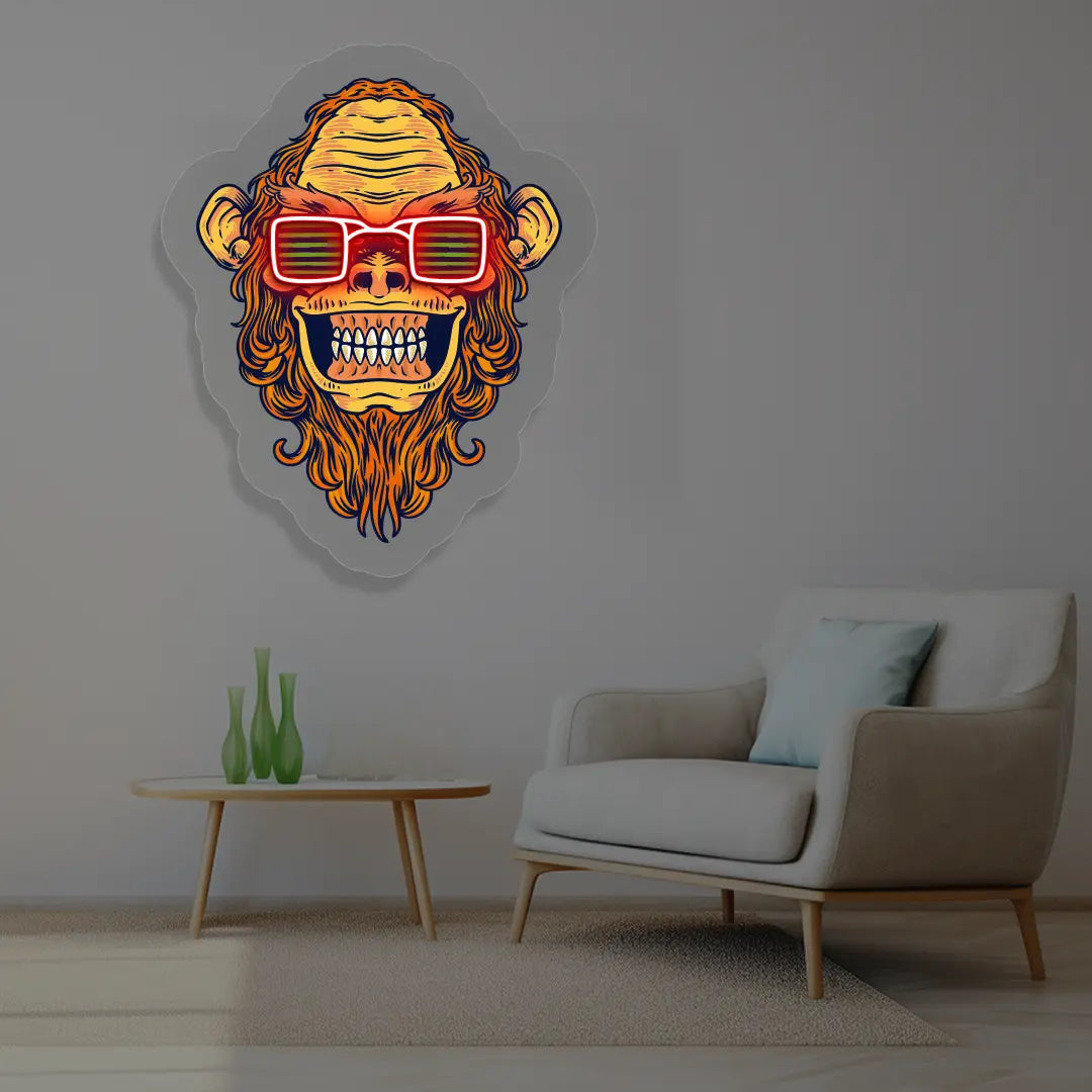 Funky Chimp Neon Artwork in Red color