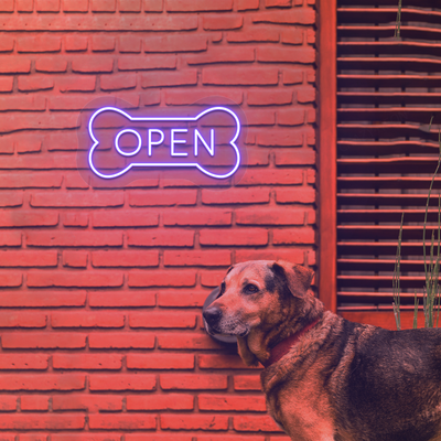 Open Bone Pet Shop Neon Sign | Purple