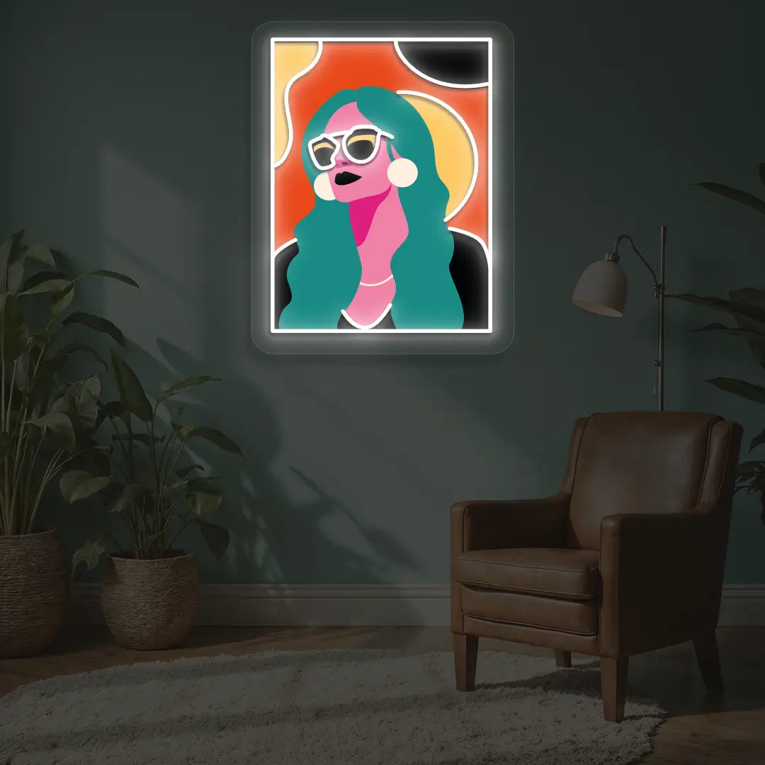 Chic Diva Neon Artwork in White color