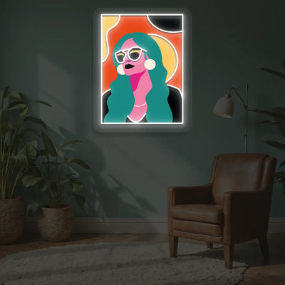 Chic Diva Neon Artwork in White color