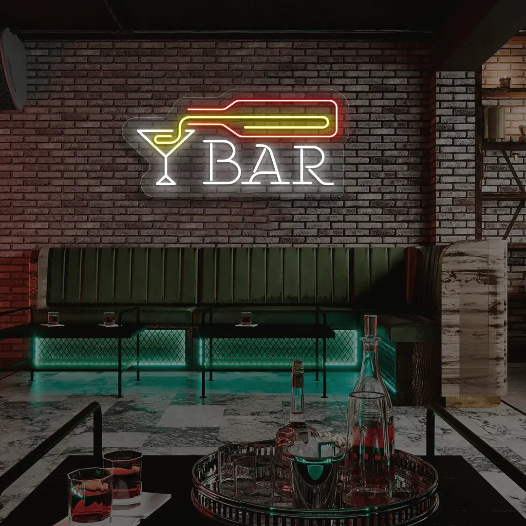 Martini Mixology Bar Neon Sign in Red color