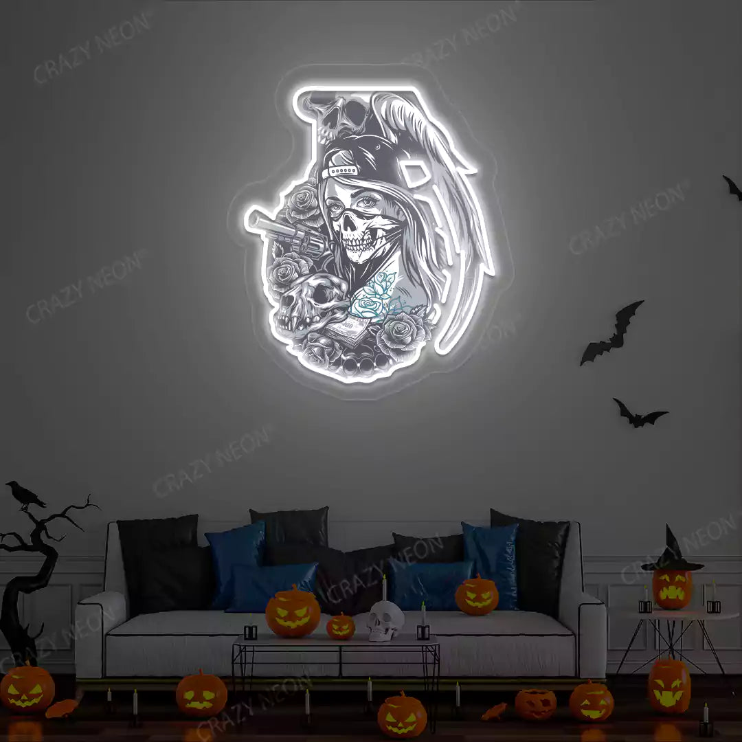 Deadly Diva Grenade Neon Artwork | White