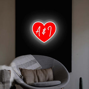 Personalized Heart Initials Neon Artwork