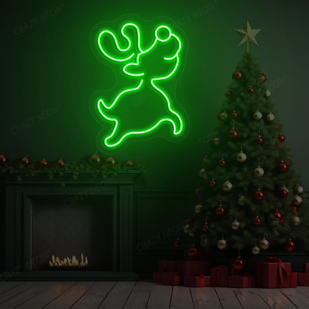 Prancing Reindeer Neon Sign | Green