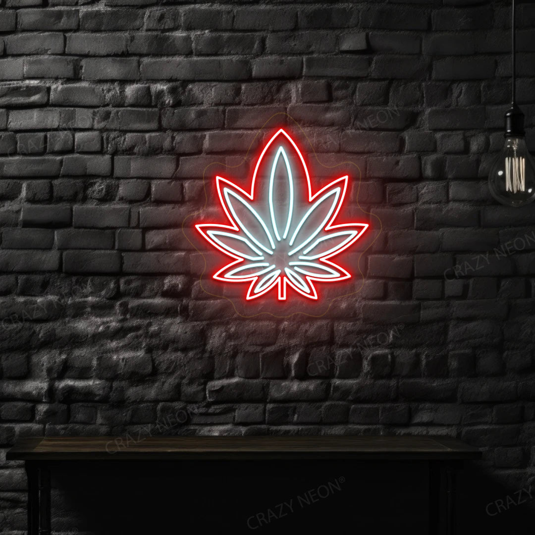 Trippy Weed Neon Sign| Iceblue-Red