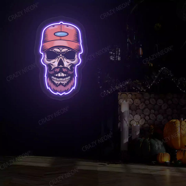 Hipster Skull Neon Artwork