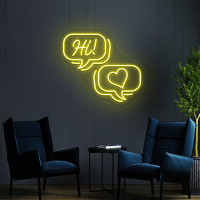Hi Text Message Neon Sign | Yellow