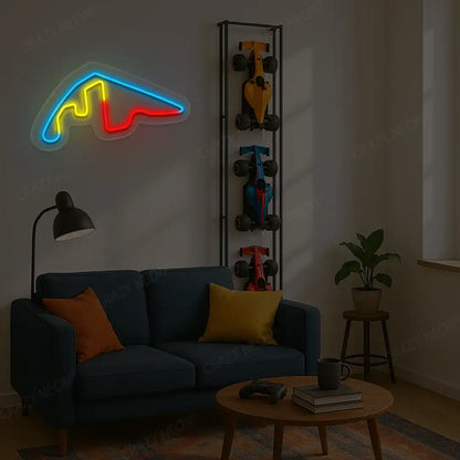 Muticolor Red Bull Ring Spielberg Austria Grand Prix Circuit LED neon wall sign in yellow, red, and blue
