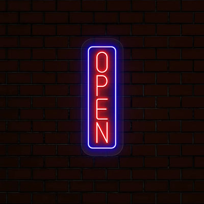 Vertical Open Multicolor Neon Sign