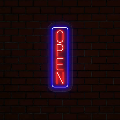 Vertical Open Multicolor Neon Sign