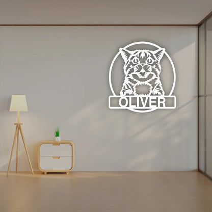 Cat Name Personalized Metal Monogram in White Color