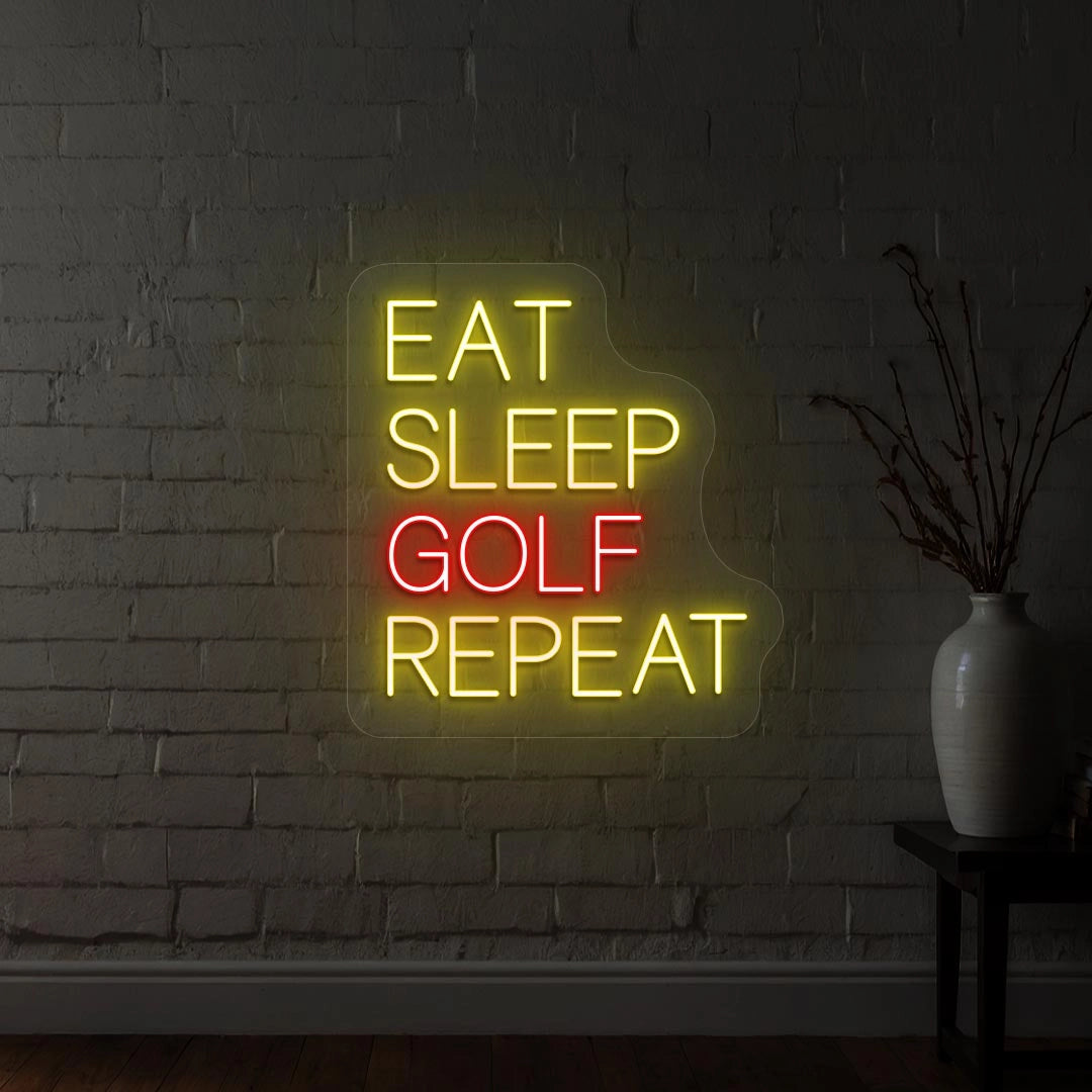 Eat Sleep Golf & Repeat Neon Sign | Yellow