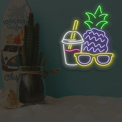 Sunny Sips & Shades Neon Sign in Yellow color