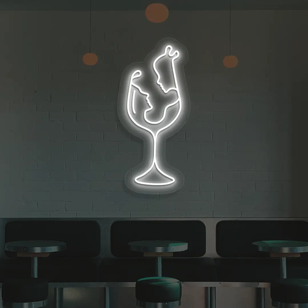 Sips & Soulmates Neon Sign in White color