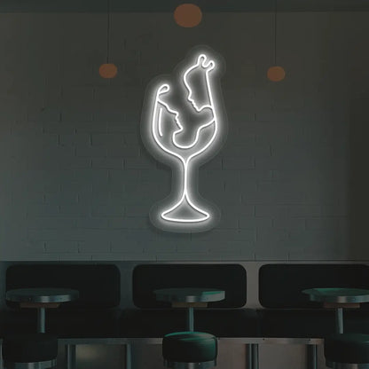 Sips & Soulmates Neon Sign in White color