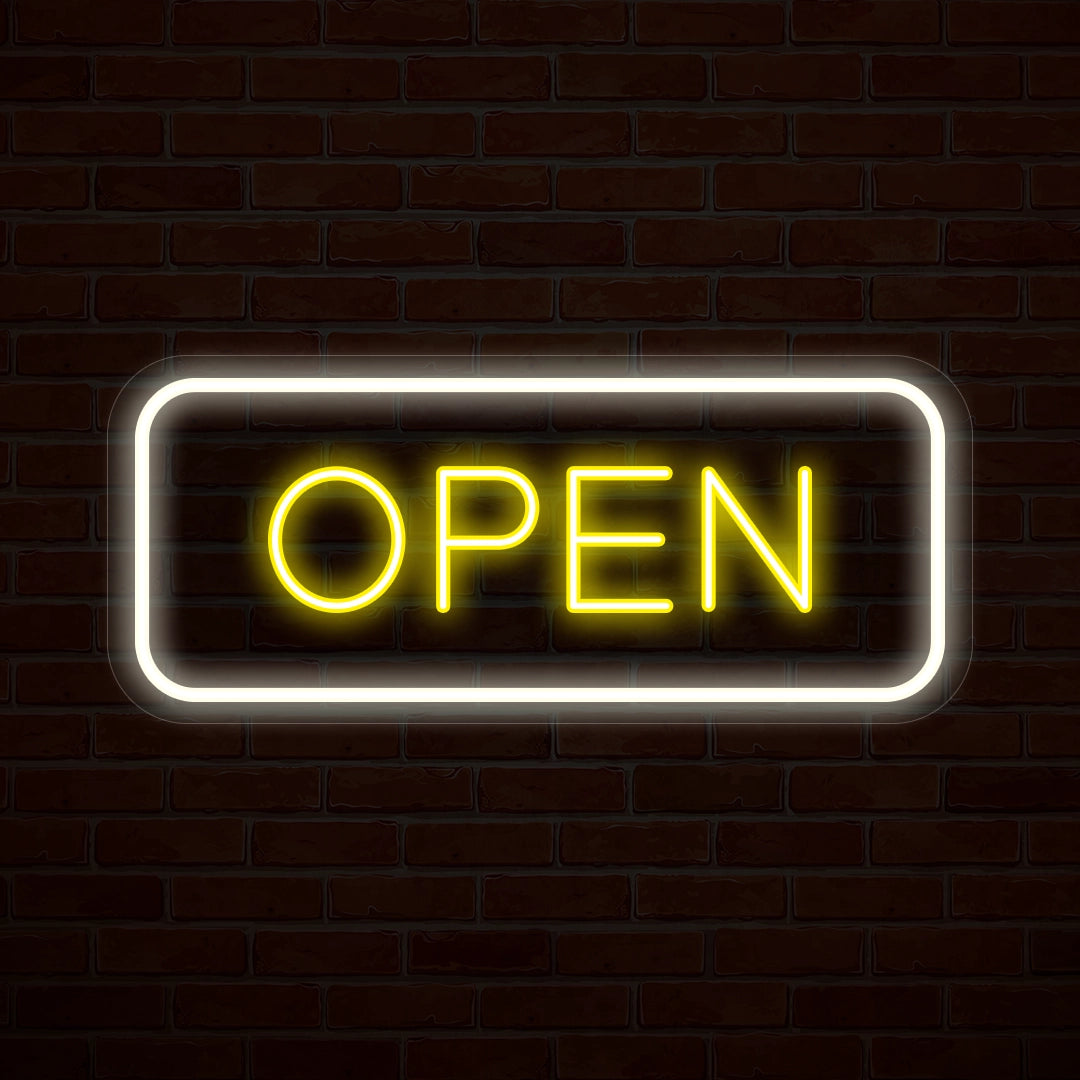 Multicolor Open Sign Rectangle Shape