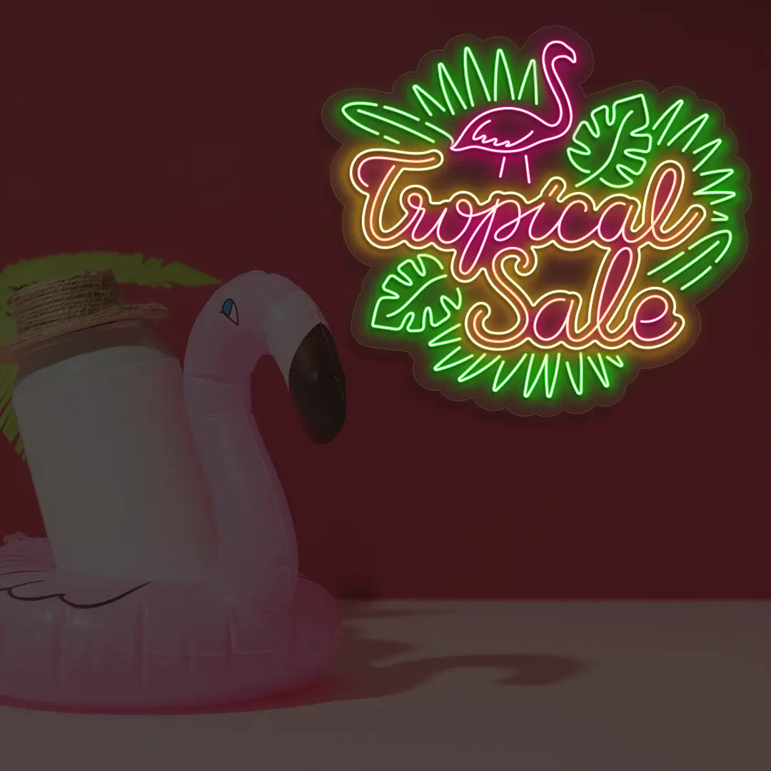 Tropical Sale Neon Sign in Green color