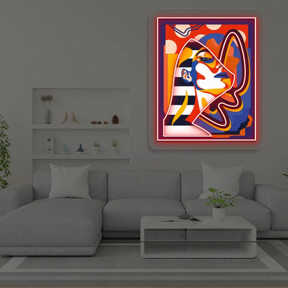 Pharaonic Abstract Neon Artwork Sign In Red color