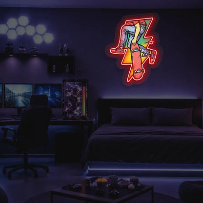 Skate Bolt Neon Artwork in Red color