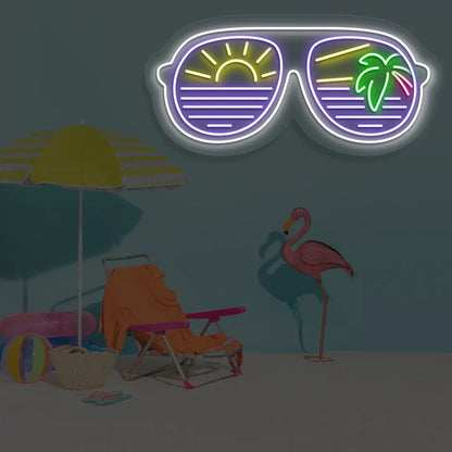 Golden Hour Aviators Neon Sign in Purple color