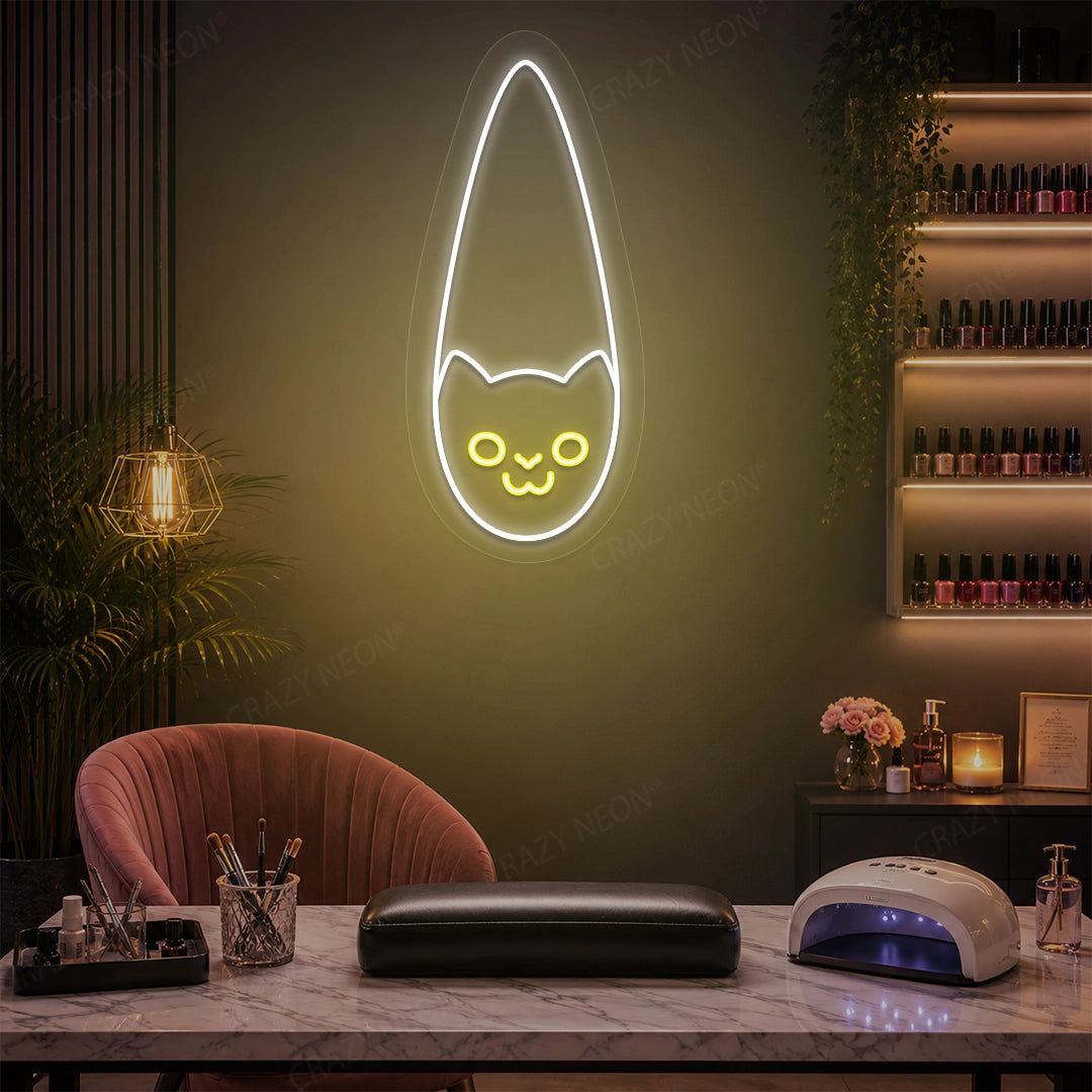 Kitty Nail Neon Sign in Yellow color