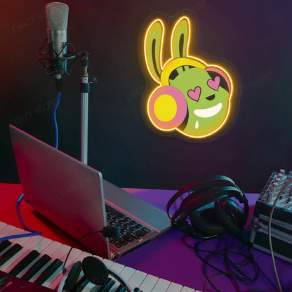  DJ Bunny Neon Artwork | Orange
