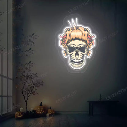 Princess skull Neon Artwork | White
