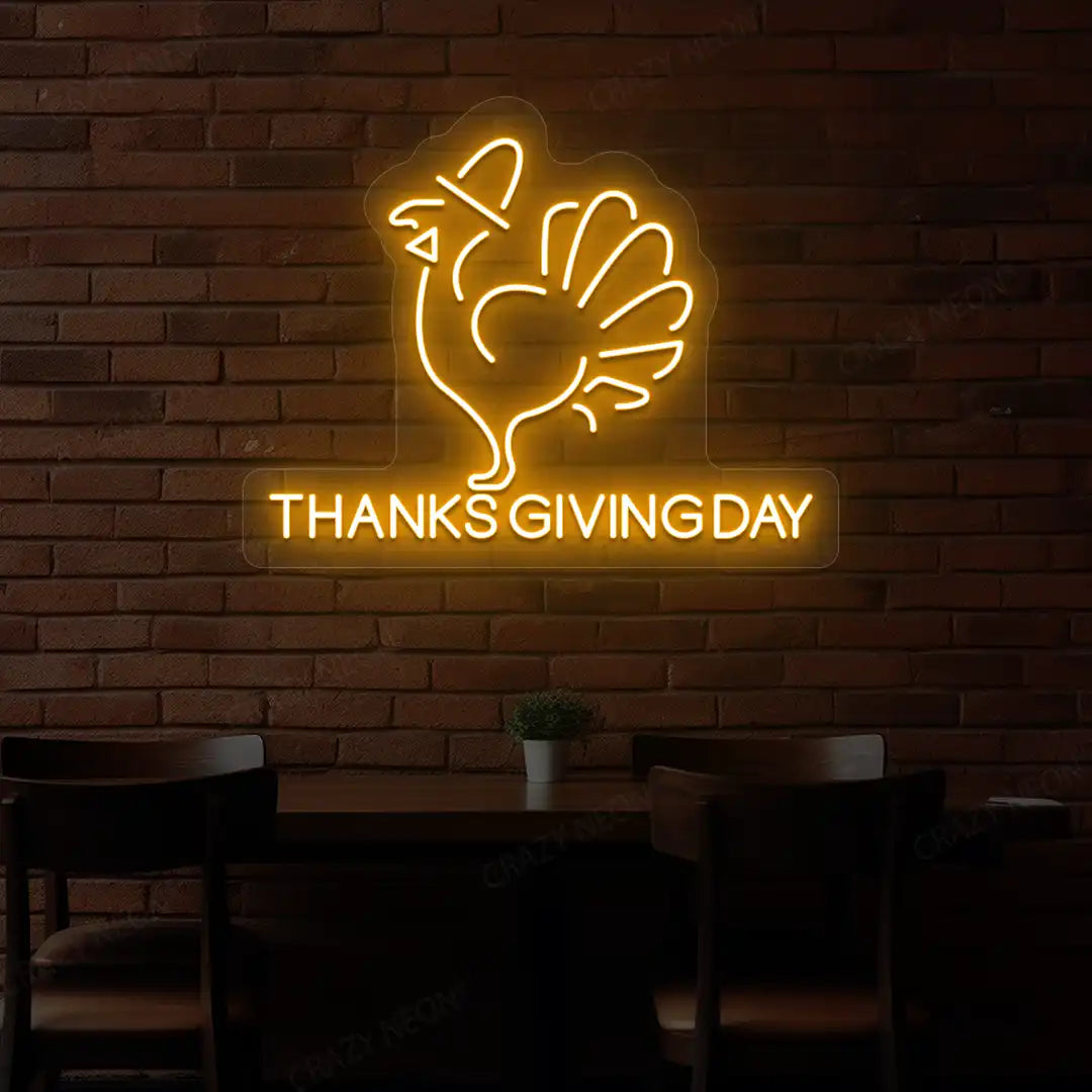 Thanksgiving day turkey neon Sign in orange
