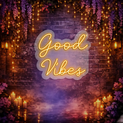 Good Vibes Neon Sign in Orange